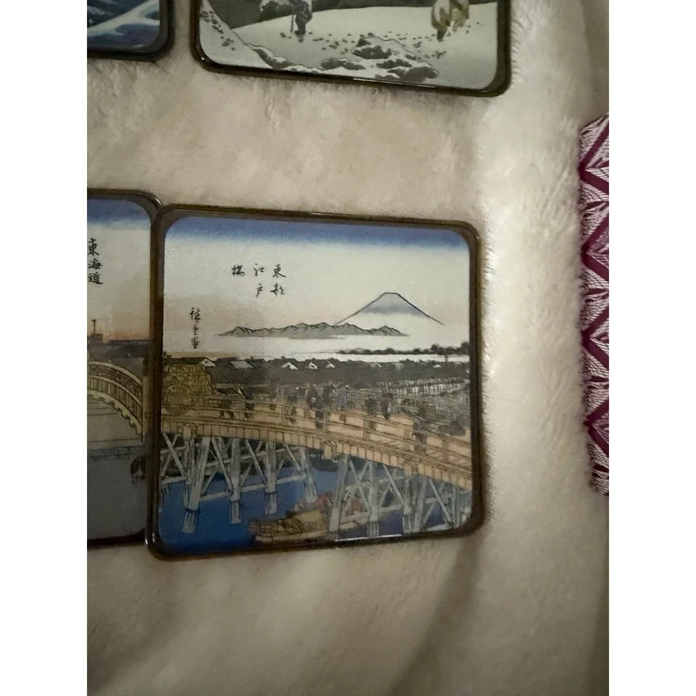 Ukiyoe Landscape Coasters By Hokusai And Hirotuge